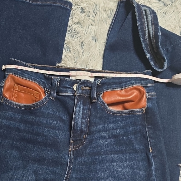 Women’s Dark Blue Jeans with Brown Pocket Trim - Picture 6 of 7